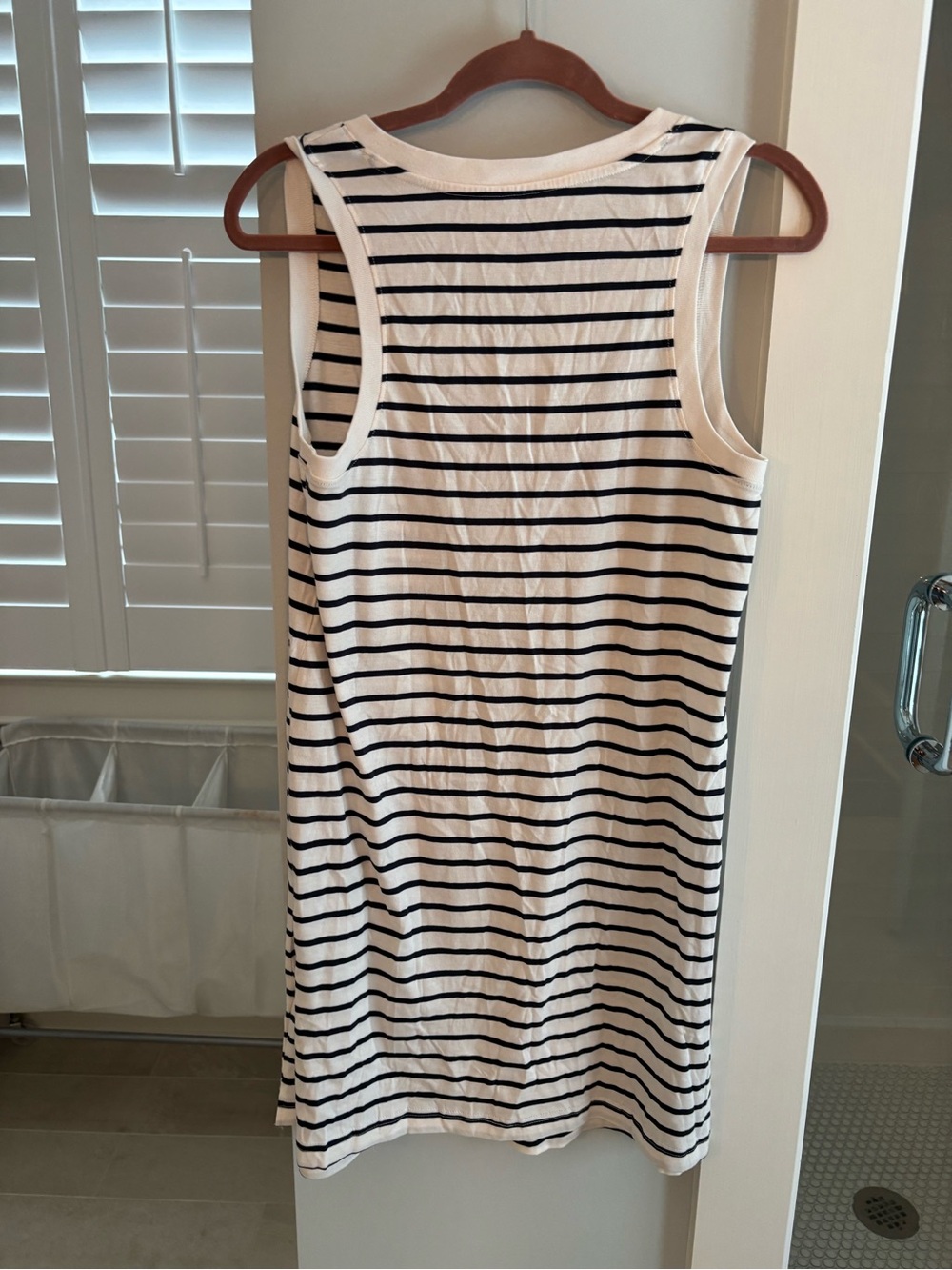Sleeveless V-Neck Striped Knit Dress - Black & White - Picture 2 of 2
